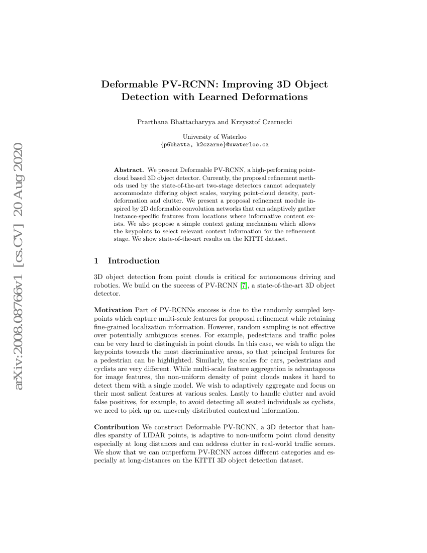 可变形PV-RCNN:通过学习变形提升3D目标检测性能