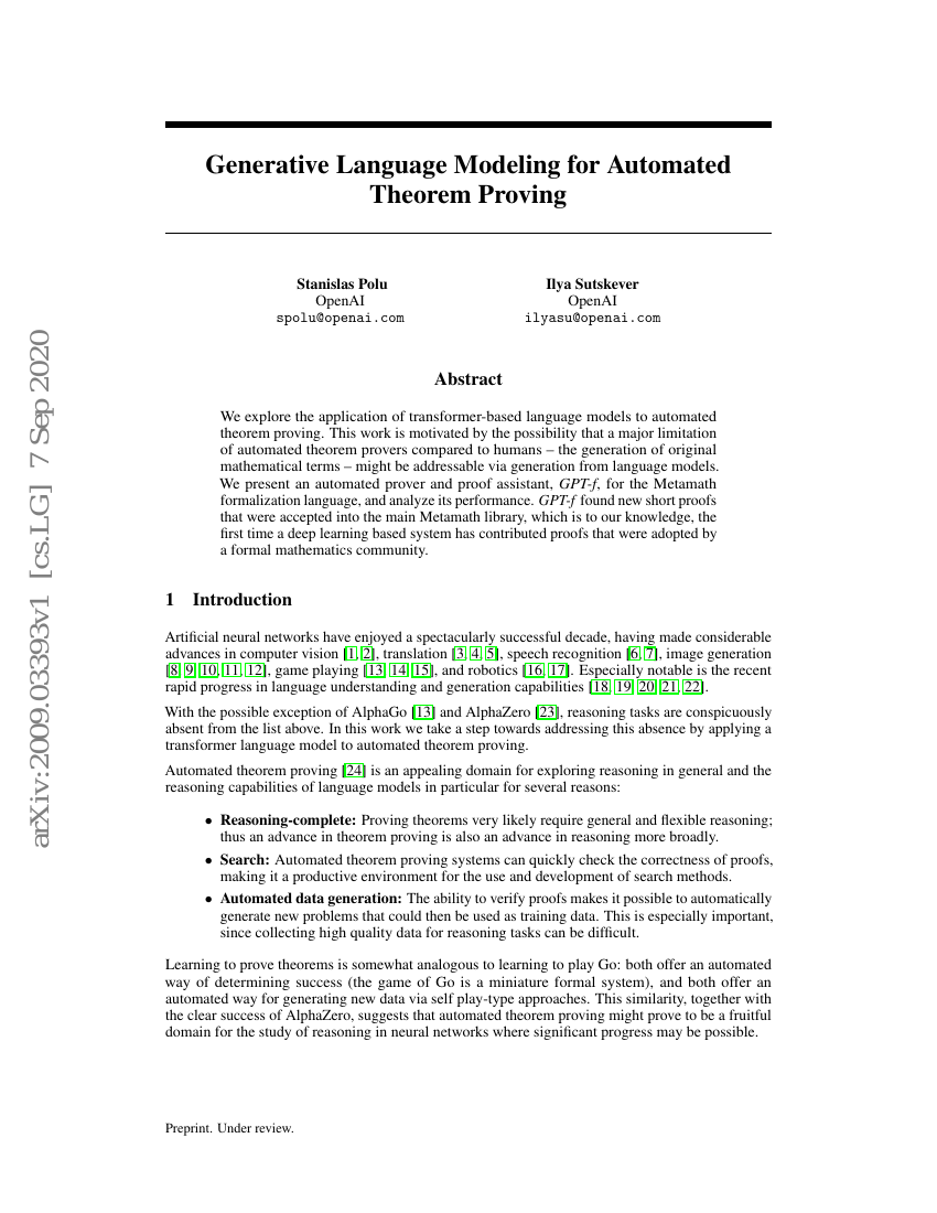 生成式语言建模在自动定理证明中的应用