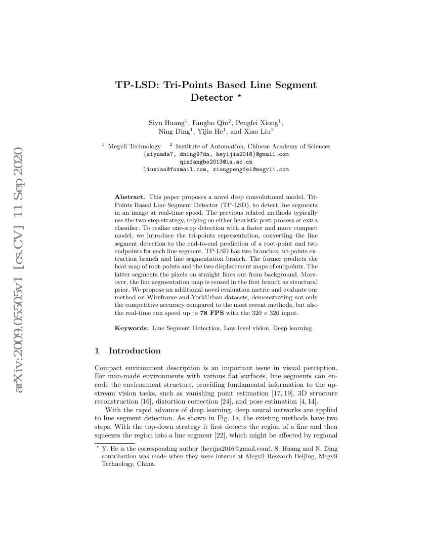 TP-LSD：基于三顶点的线段检测器