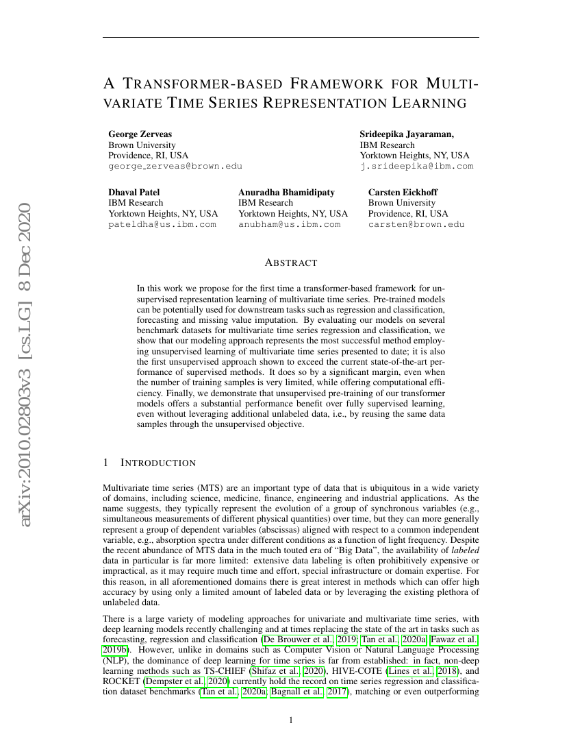 基于Transformer的多变量时间序列表征学习框架