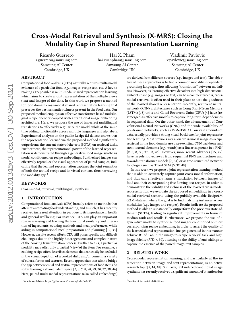 跨模态检索与合成(Cross-Modal Retrieval and Synthesis, X-MRS):在共享表征学习中弥合模态差距