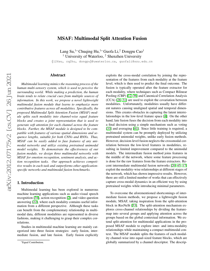 MSAF:多模态分割注意力融合