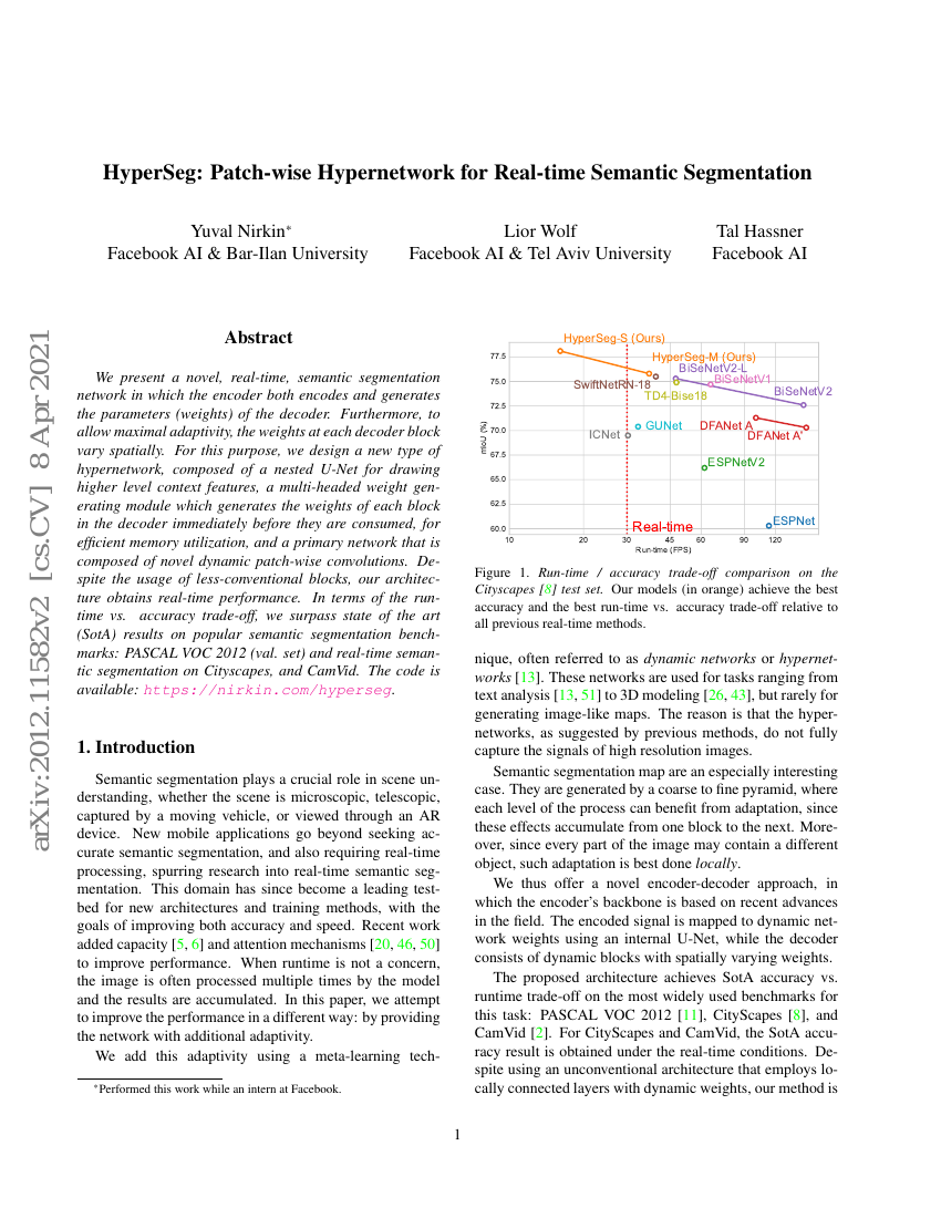 HyperSeg:用于实时语义分割的分块超网络