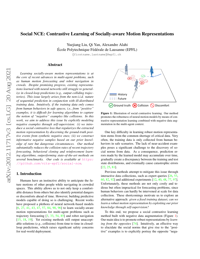 Social NCE:面向社交感知运动表征的对比学习