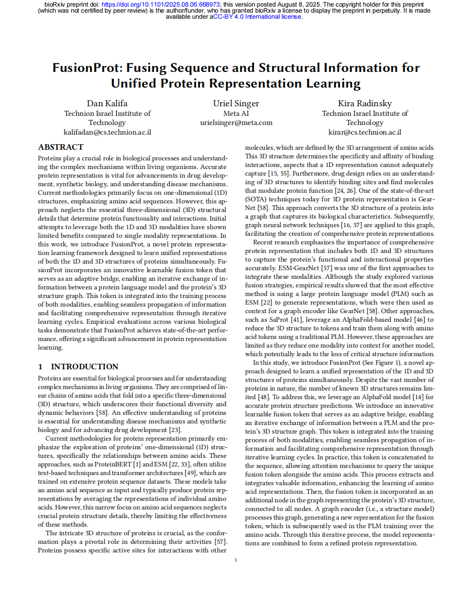 FusionProt: Fusing Sequence and Structural Information for Unified Protein Representation Learning