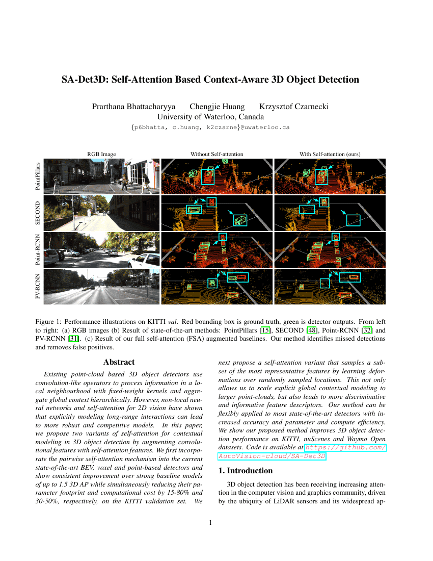 SA-Det3D:基于自注意力机制的上下文感知三维目标检测