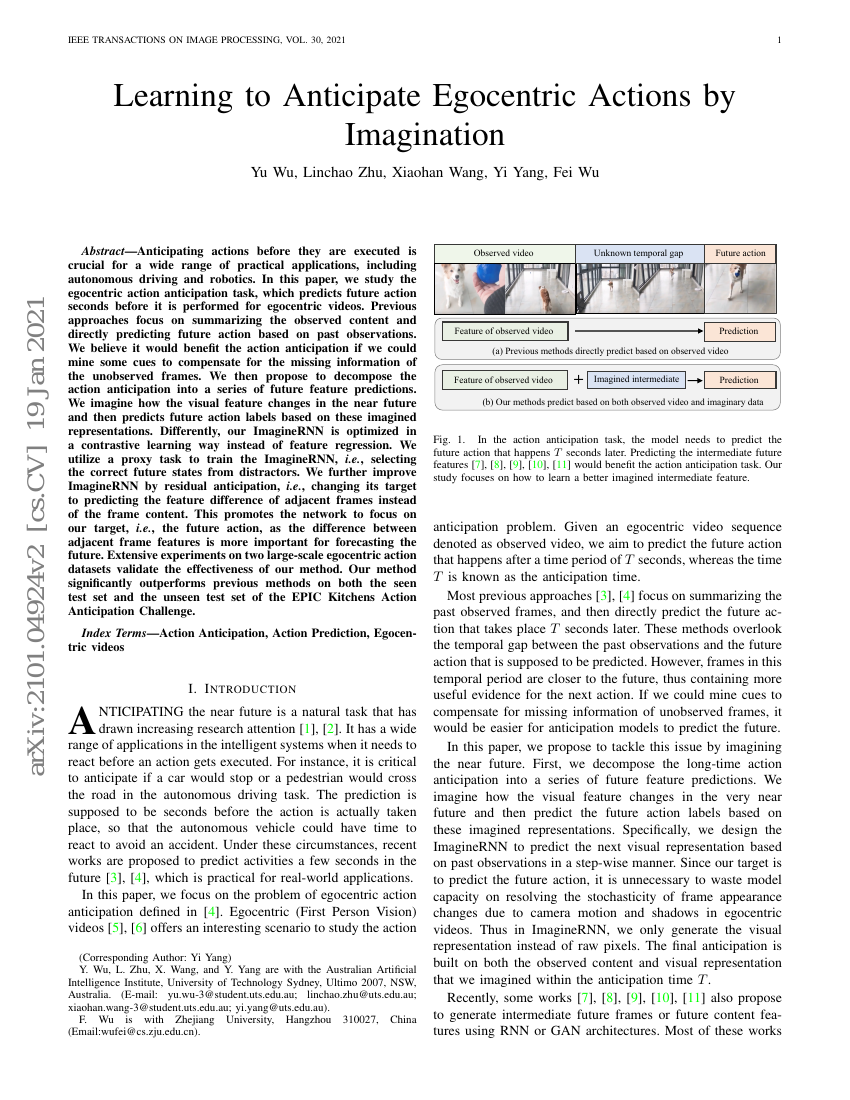 通过想象学习预测自我中心行为
