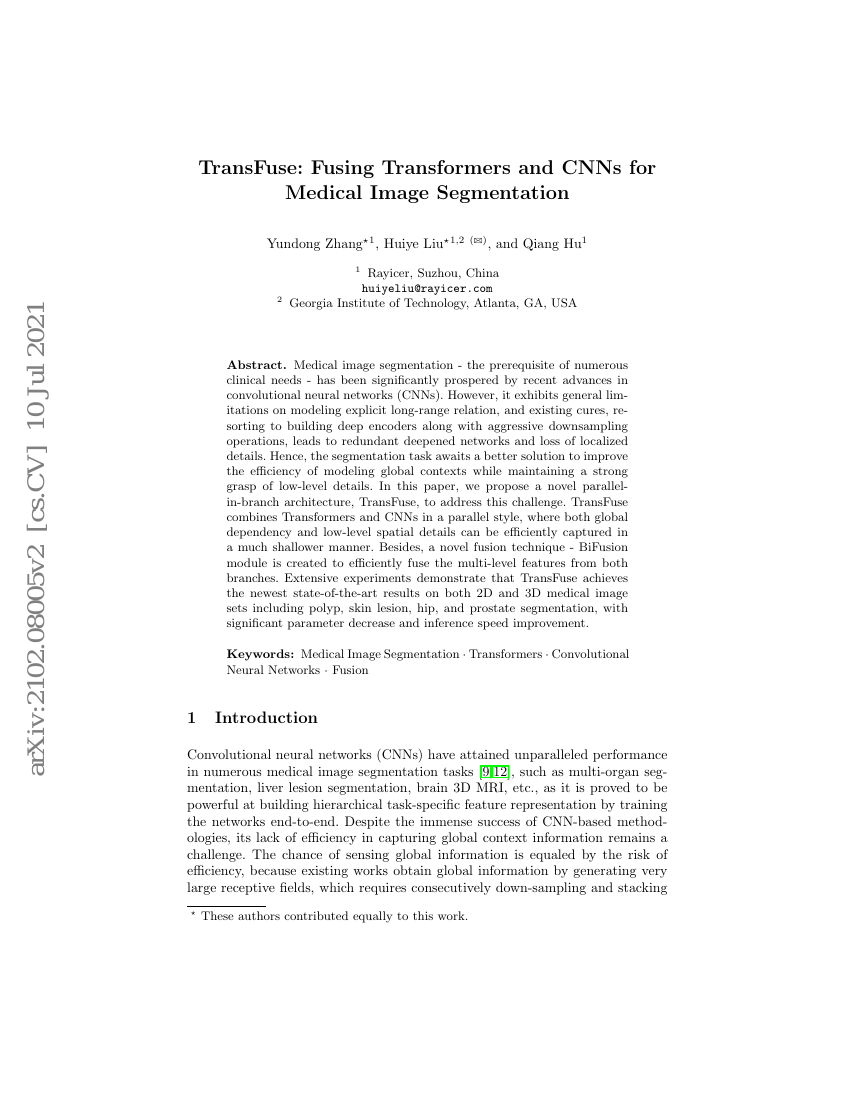 TransFuse:融合Transformer与CNN用于医学图像分割