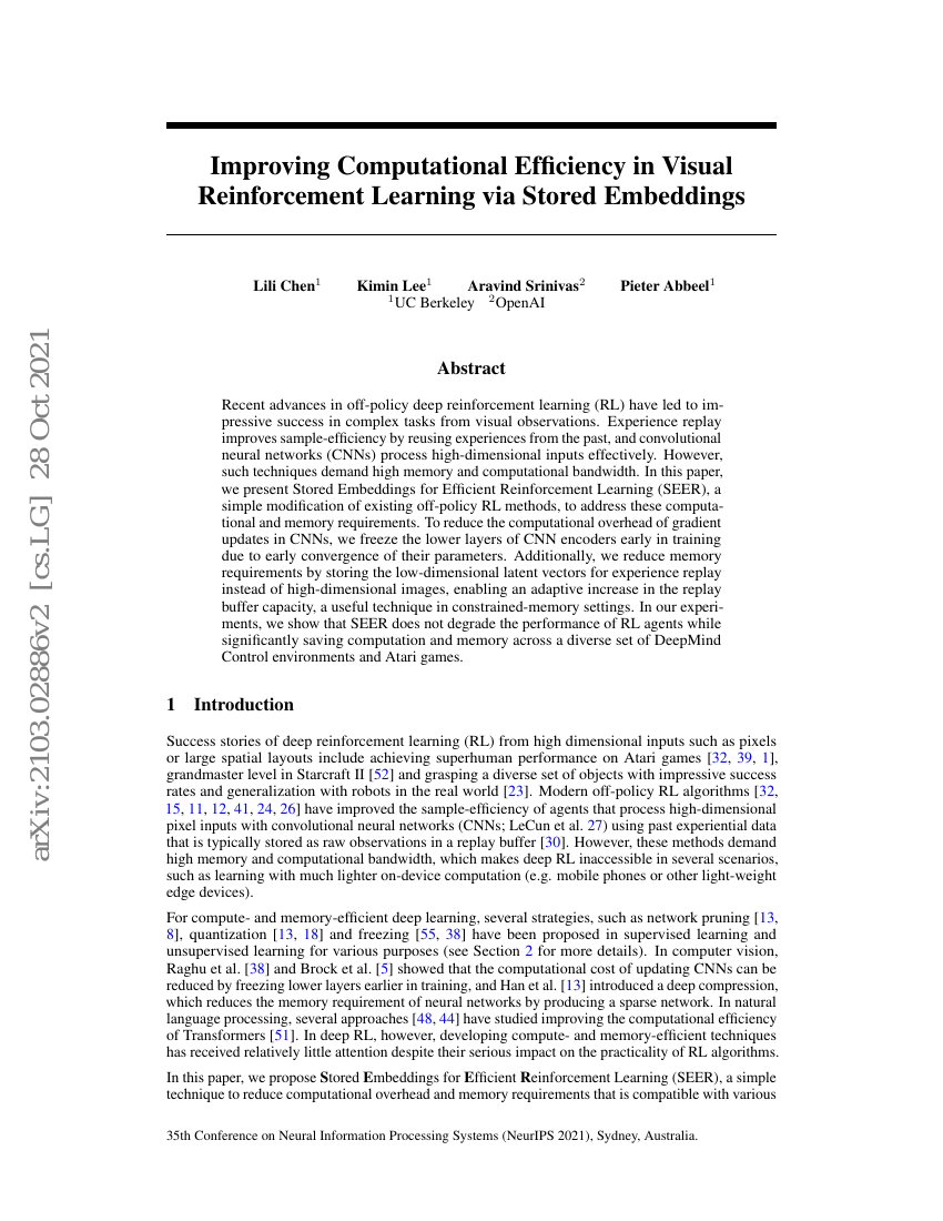 Improving Computational Efficiency in Visual Reinforcement Learning via ...