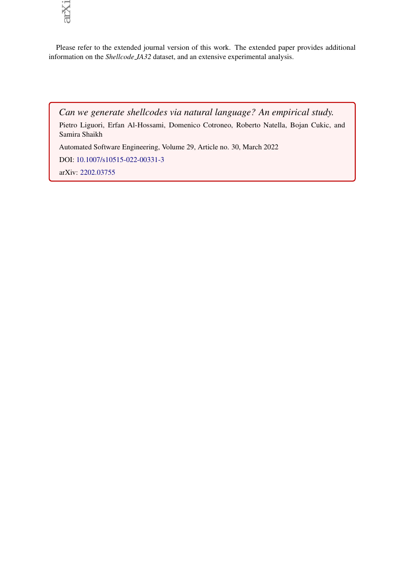 Shellcode_IA32：用于自动Shellcode生成的数据集