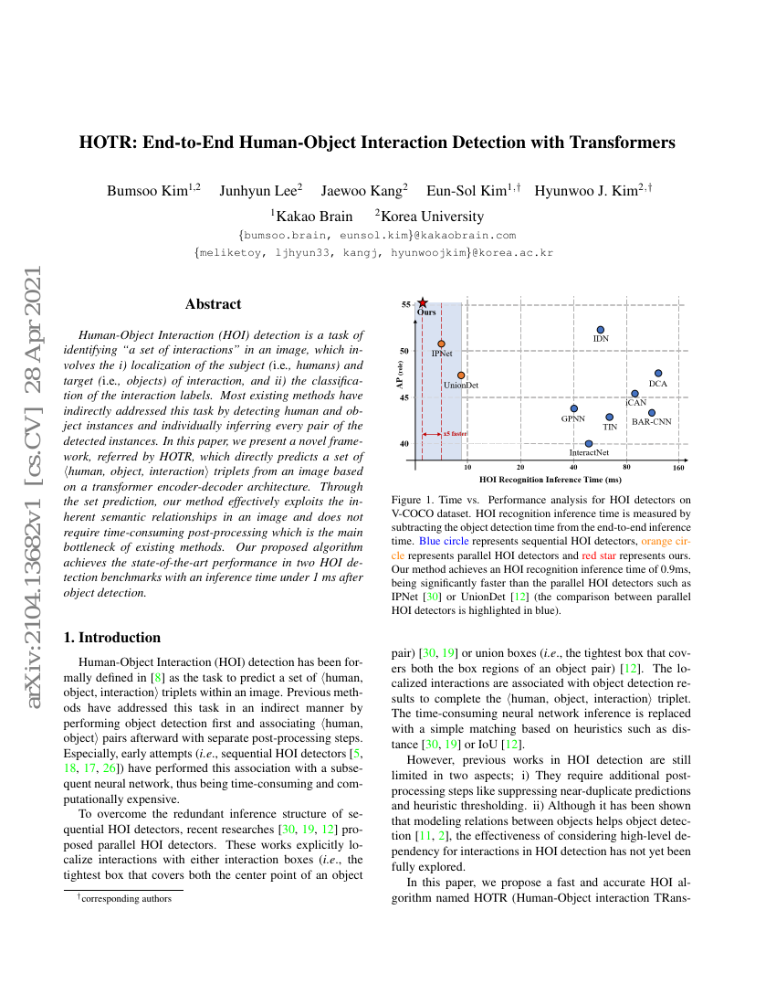 HOTR:基于Transformer的端到端人-物体交互检测