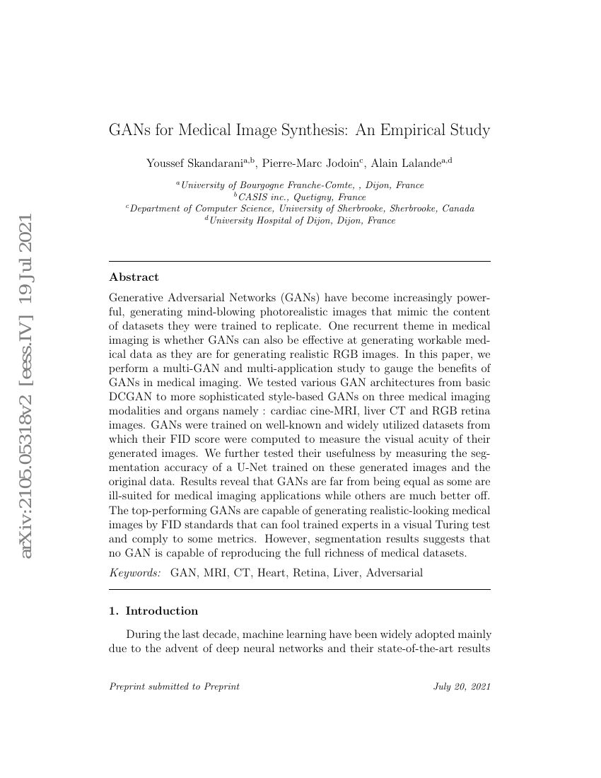 用于医学图像合成的GANs:一项实证研究
