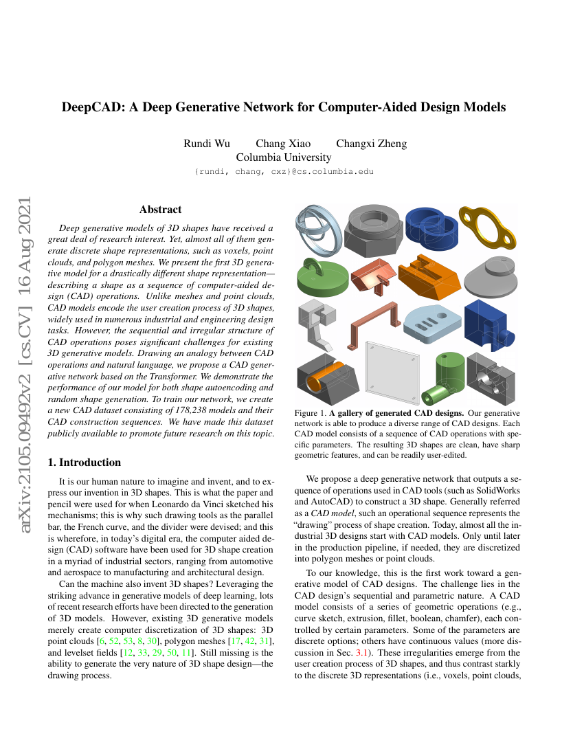 DeepCAD:一种用于计算机辅助设计模型的深度生成网络