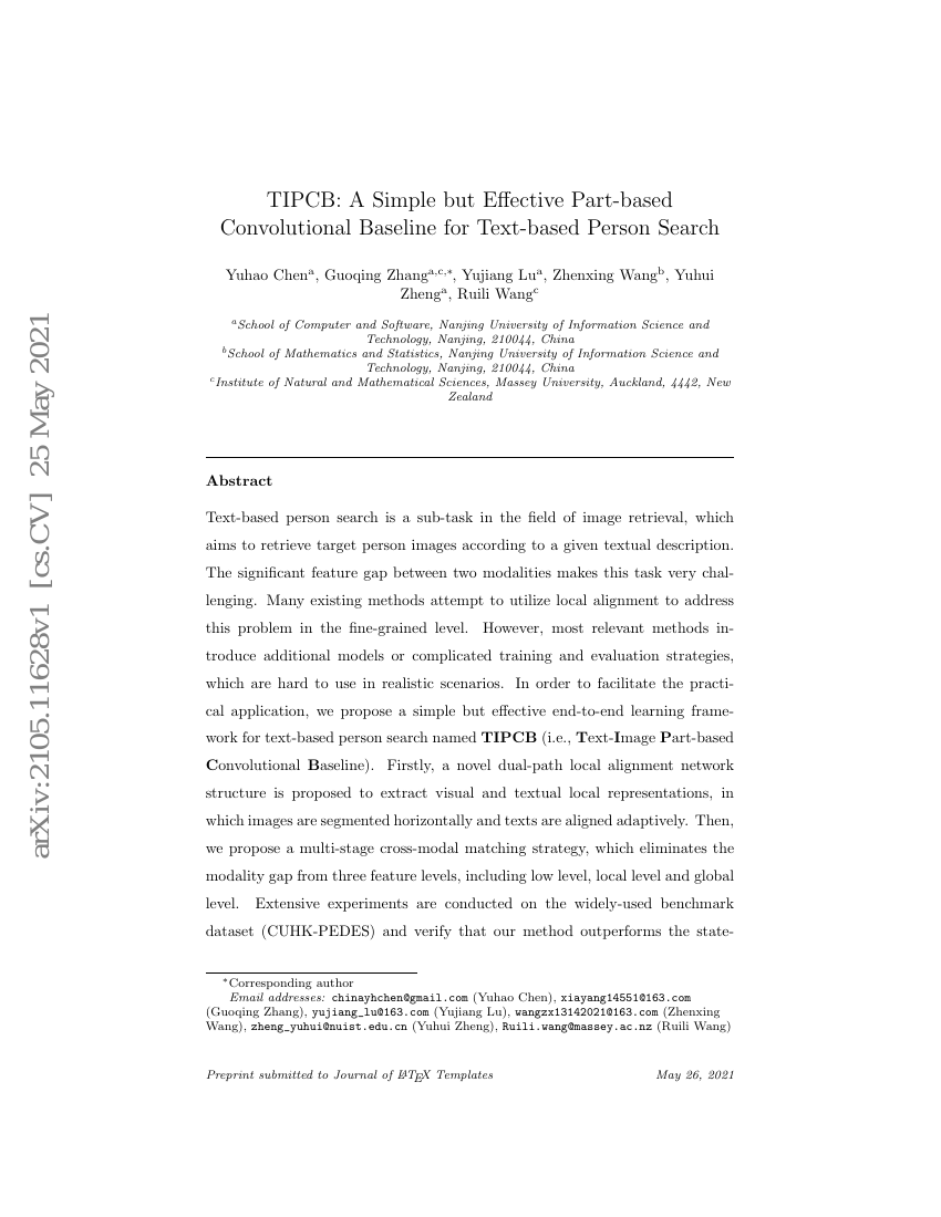 TIPCB:一种简单但有效的基于部件的卷积基线模型用于文本辅助的人体搜索