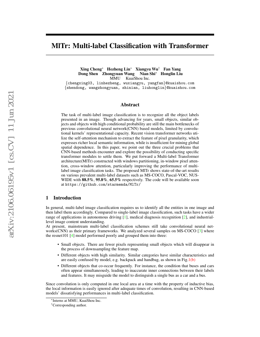MlTr:基于Transformer的多标签分类