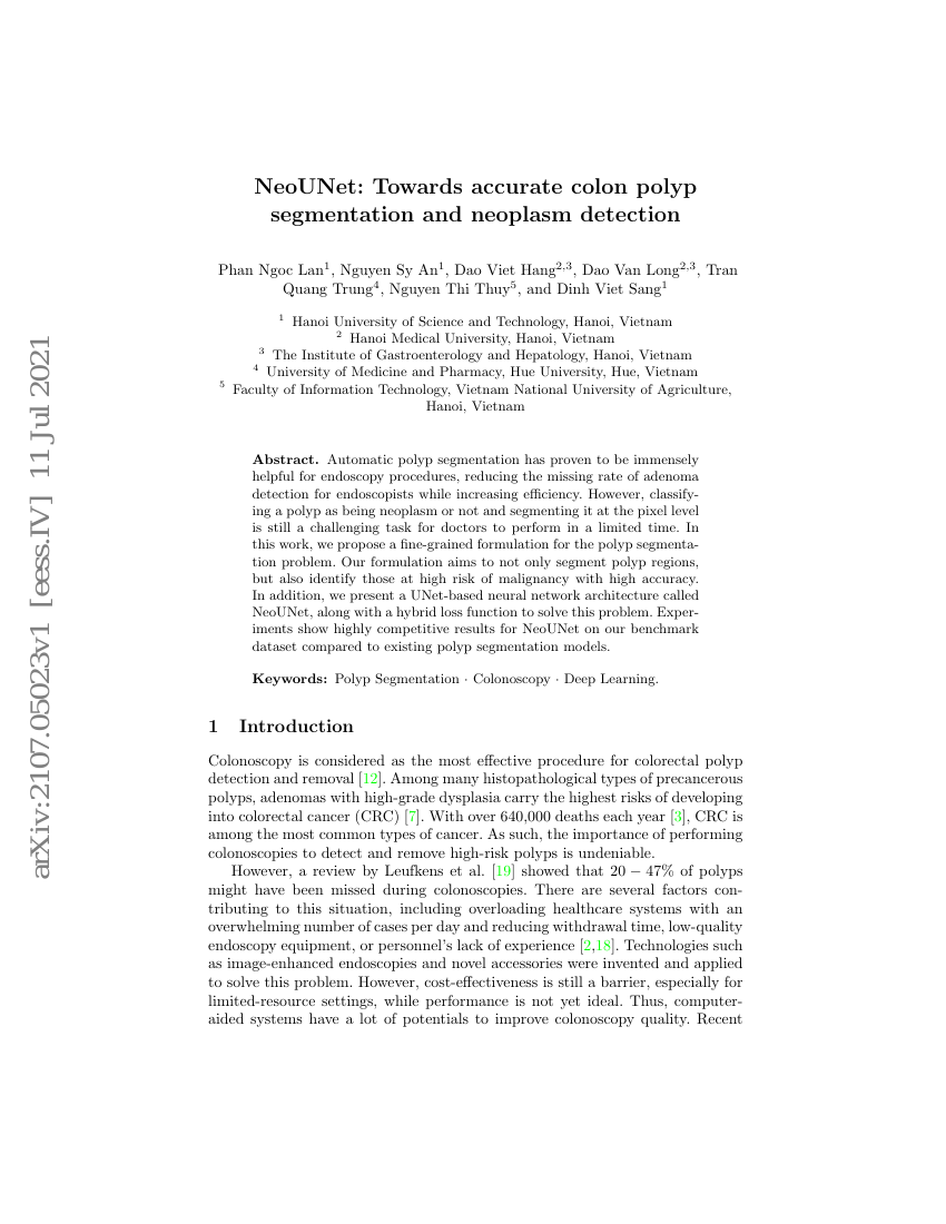 NeoUNet:面向精准结肠息肉分割与肿瘤检测