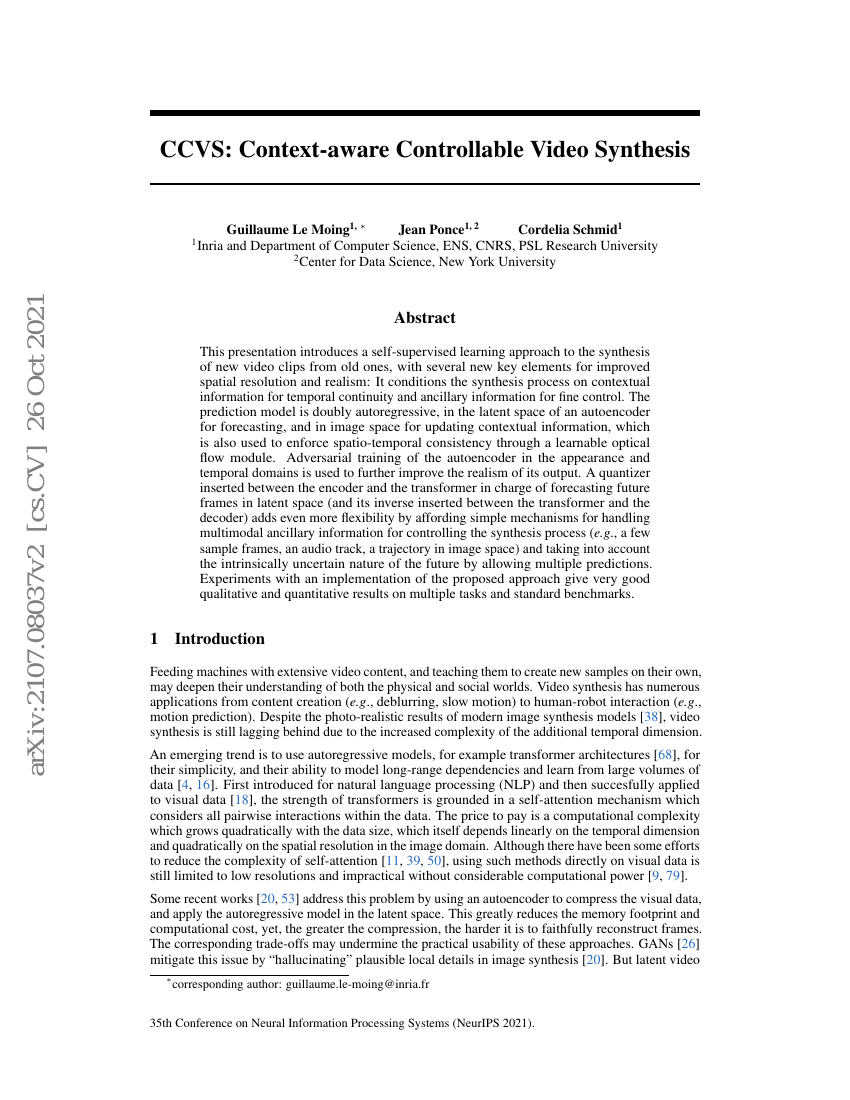 CCVS:上下文感知的可控视频生成