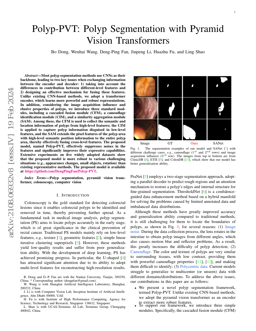 Polyp-PVT:基于金字塔视觉Transformer的息肉分割