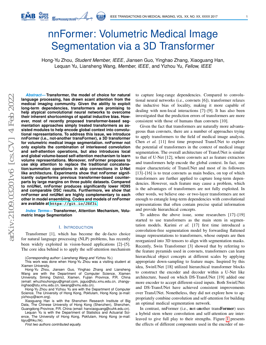 nnFormer:用于体积分割的交错Transformer