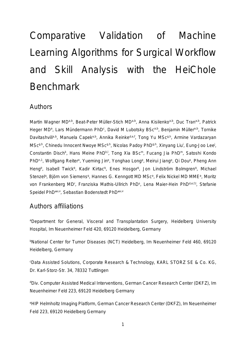 基于HeiChole基准的机器学习算法在手术流程与技能分析中的对比验证