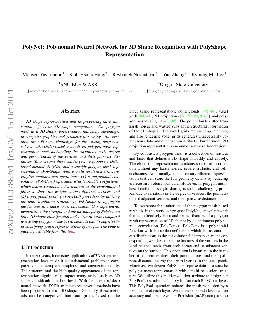 PolyNet:基于多项式表示的三维形状识别多项式神经网络