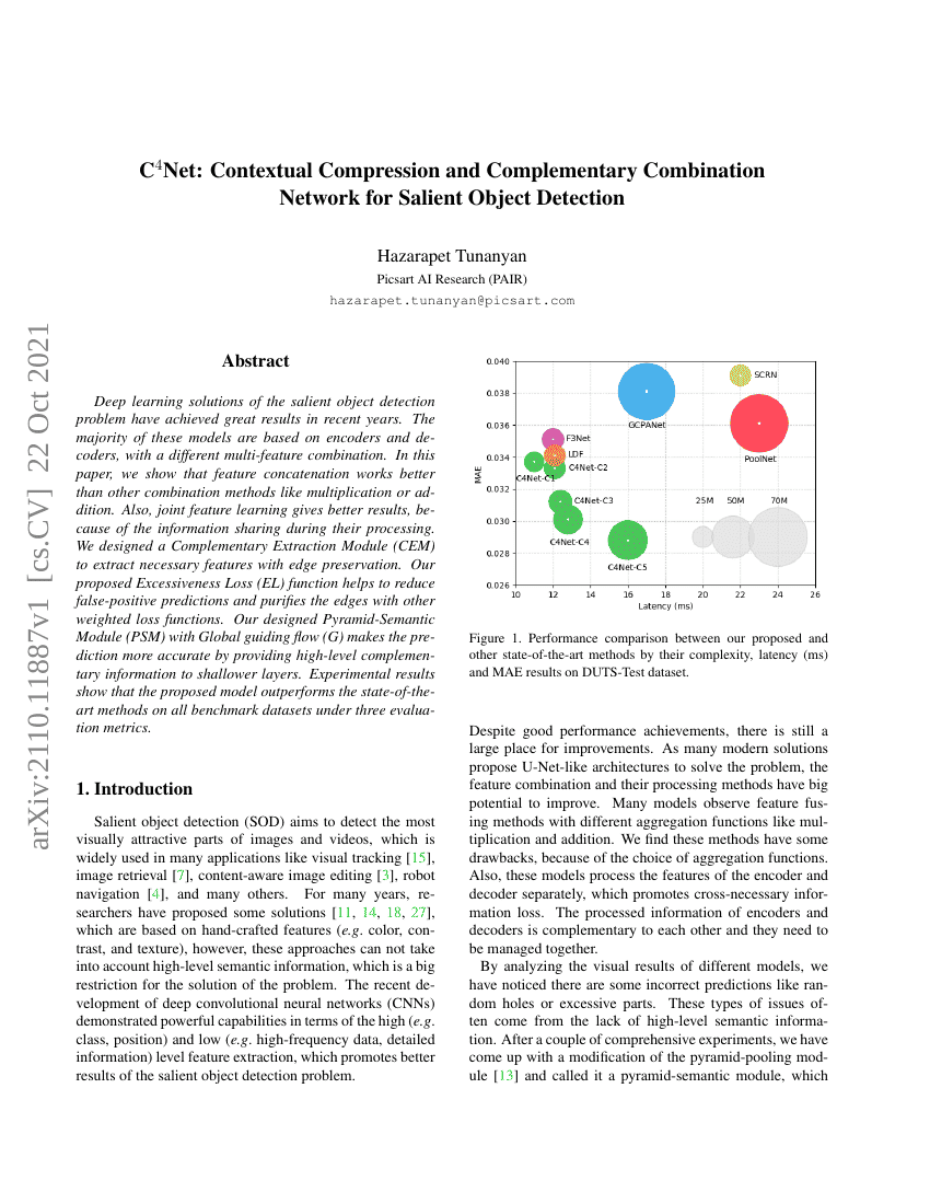 C$^{4}$Net:用于显著目标检测的情境压缩与互补组合网络