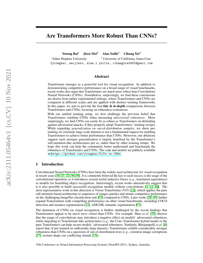Transformer相较于CNN是否更具鲁棒性?