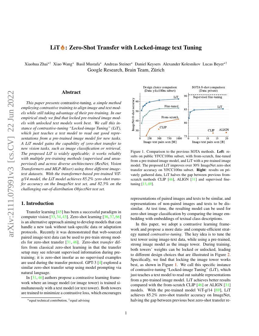 LiT:基于锁定图像文本调优的零样本迁移