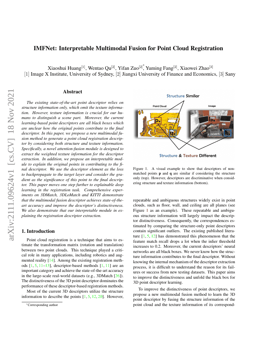 IMFNet:用于点云配准的可解释多模态融合