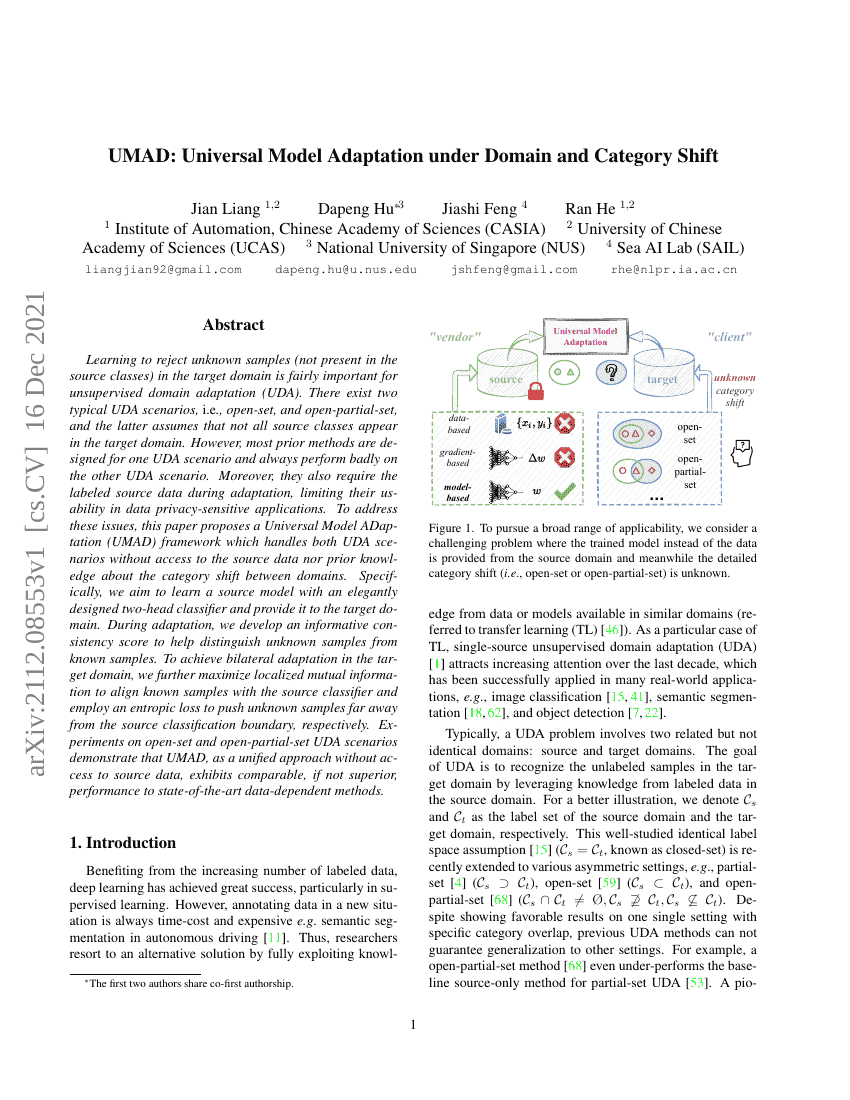UMAD:面向领域与类别偏移的通用模型自适应
