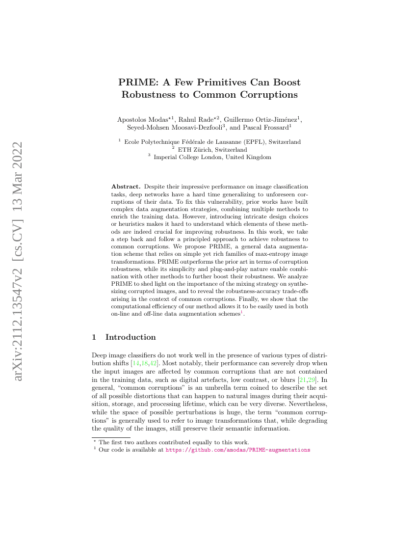 PRIME:少量基础组件即可提升对常见噪声的鲁棒性