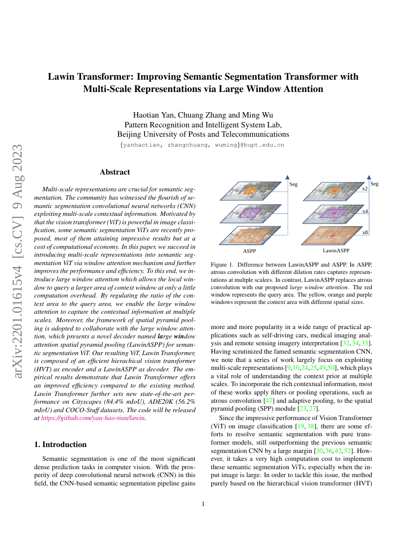 Lawin Transformer:通过大窗口注意力机制实现多尺度表征以提升语义分割Transformer