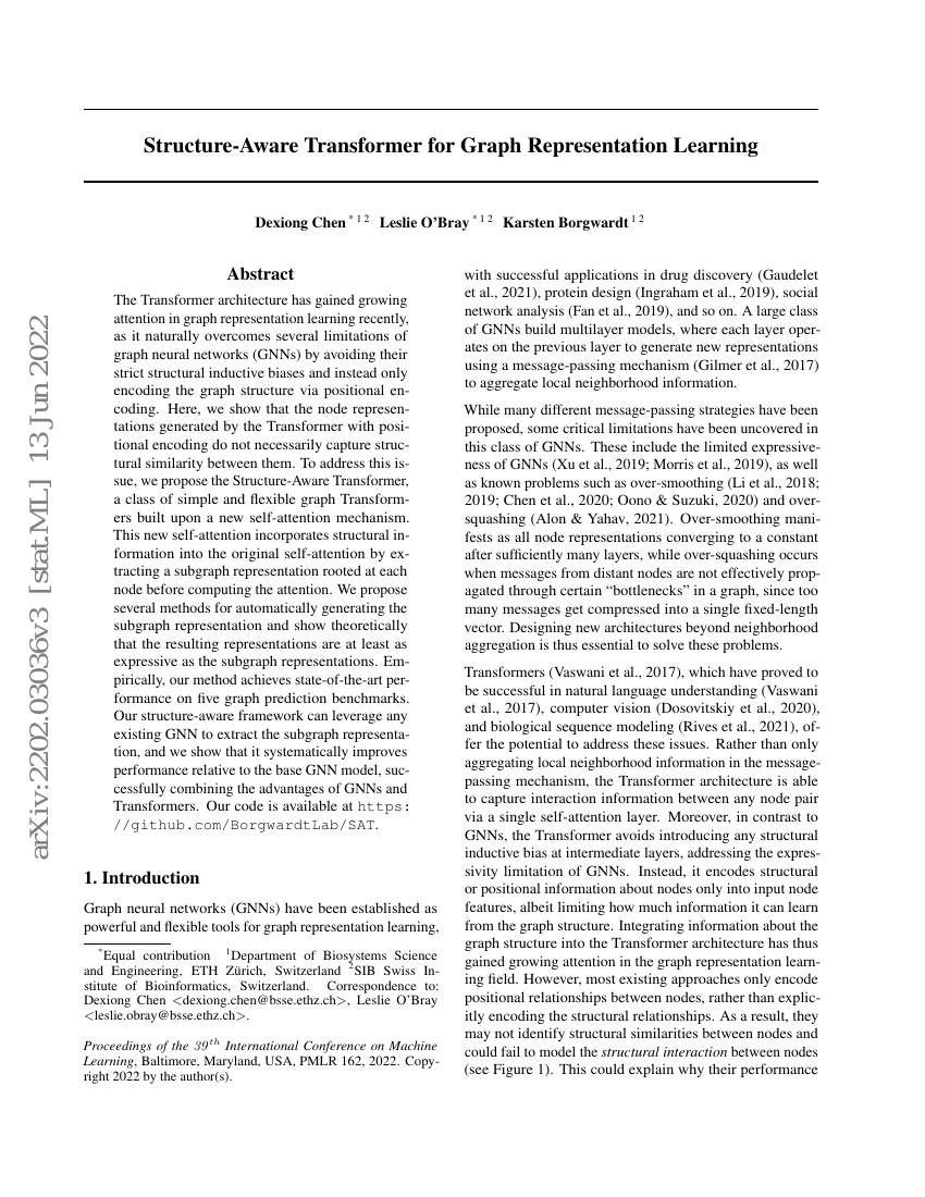 面向图表示学习的结构感知Transformer