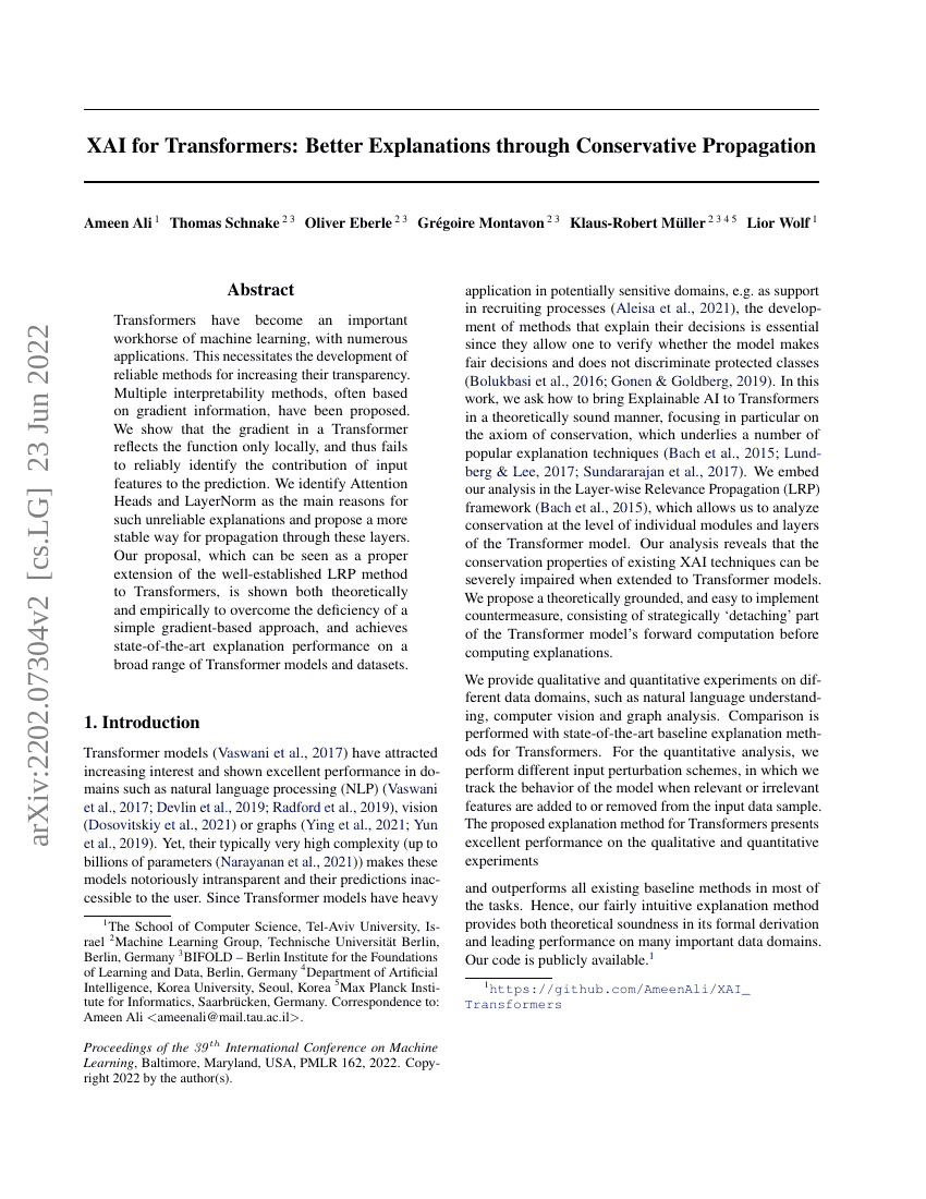 面向Transformer的XAI:通过保守传播实现更优的解释