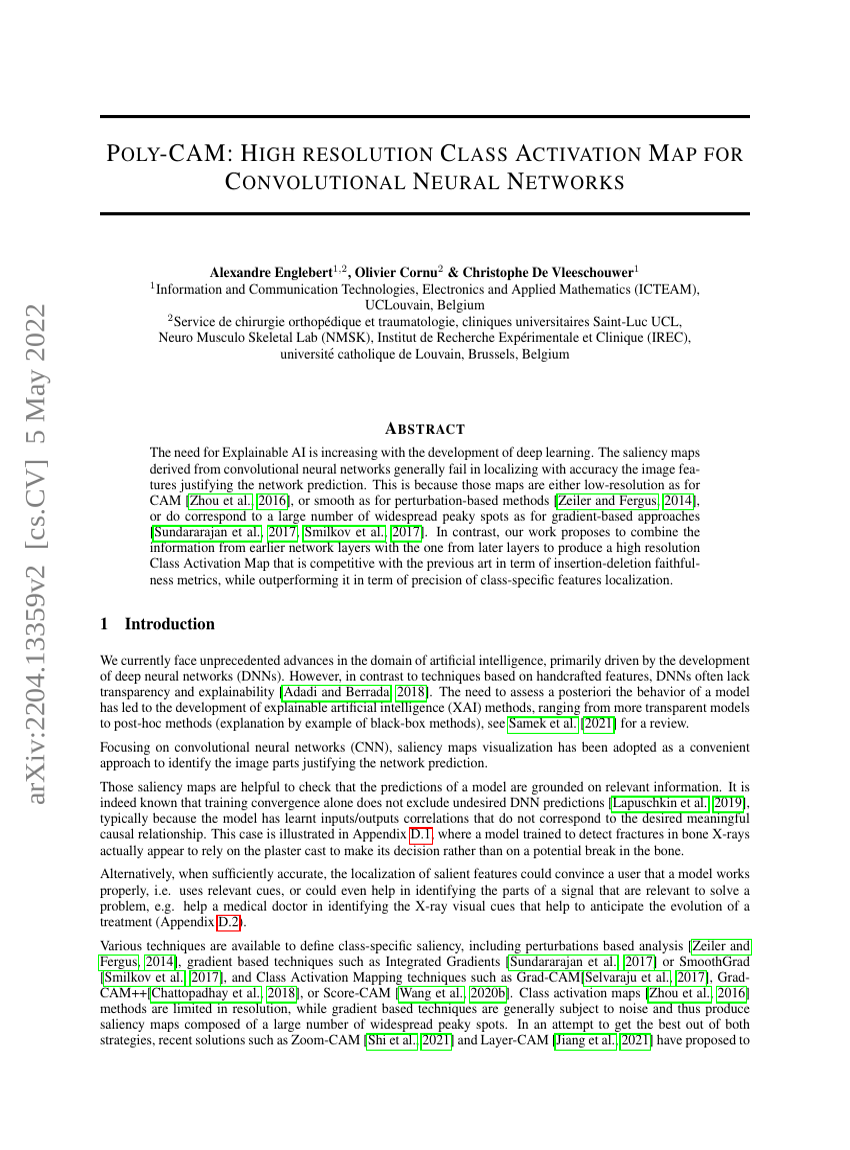 POLY-CAM: HIGH RESOLUTION CLASS ACTIVATION MAP FOR CONVOLUTIONAL NEURAL NETWORKS