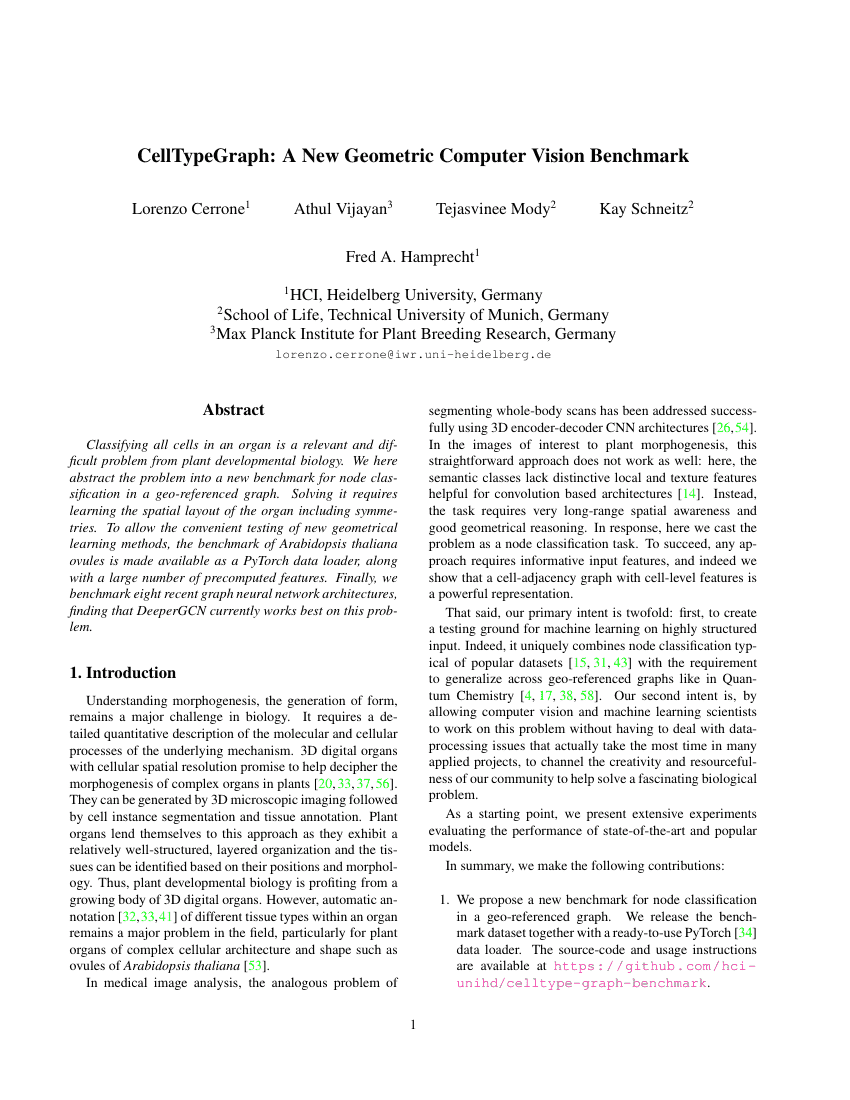 CellTypeGraph:一种新型的几何计算机视觉基准