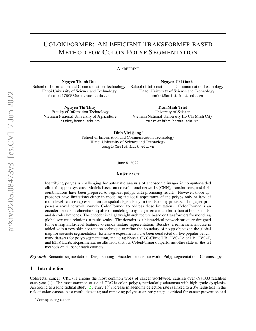 ColonFormer:一种基于高效Transformer的结肠息肉分割方法