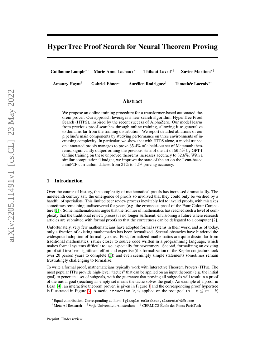 用于神经定理证明的HyperTree Proof Search