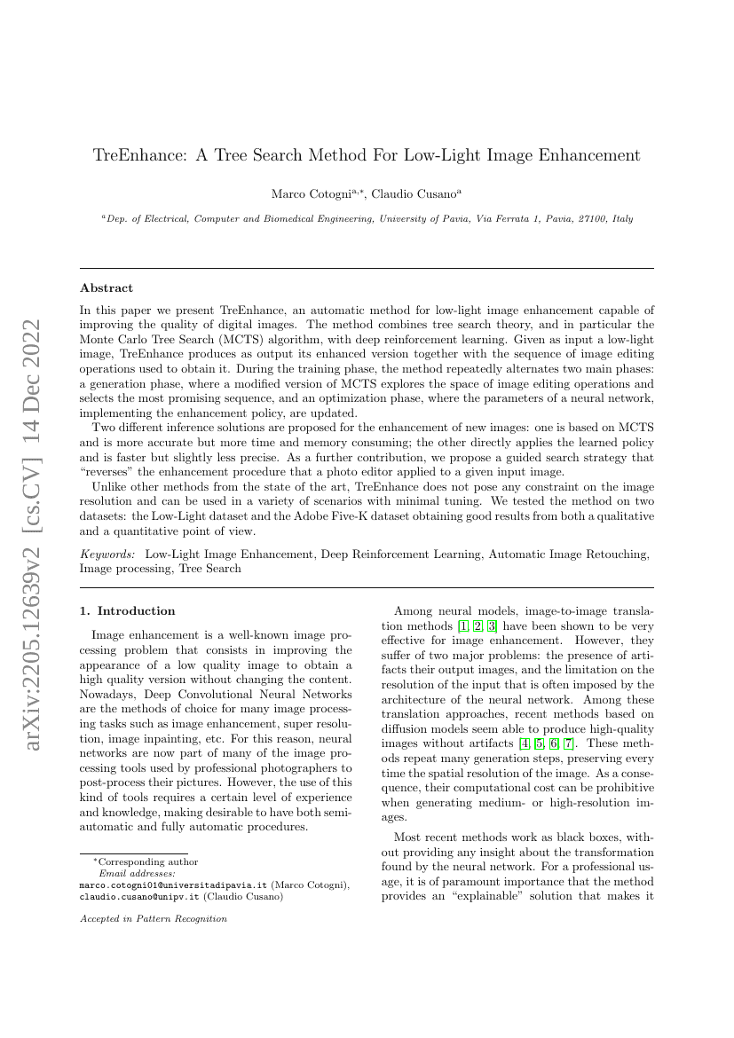 TreEnhance:一种用于低光照图像增强的树搜索方法