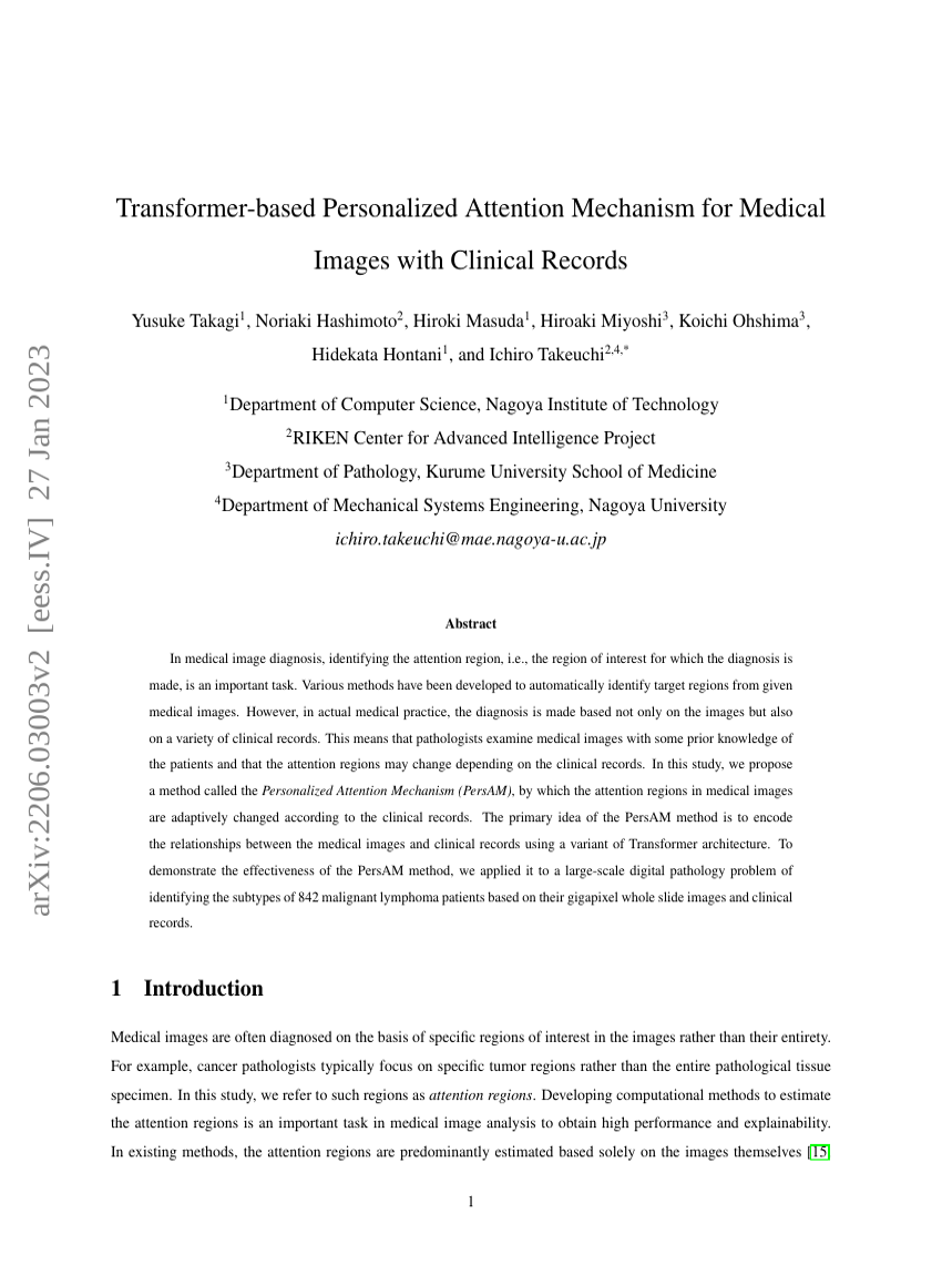 Transformer-based Personalized Attention Mechanism for Medical Images with Clinical Records