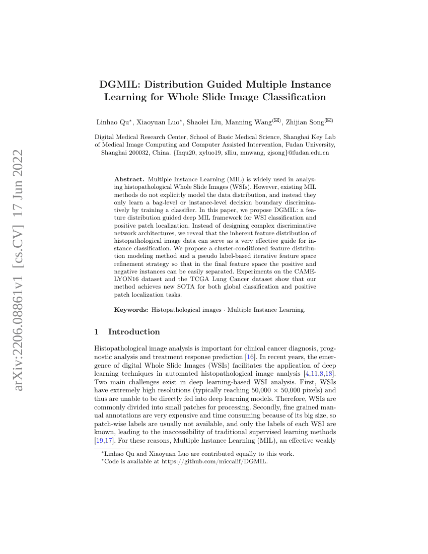 DGMIL:面向全切片图像分类的分布引导多实例学习