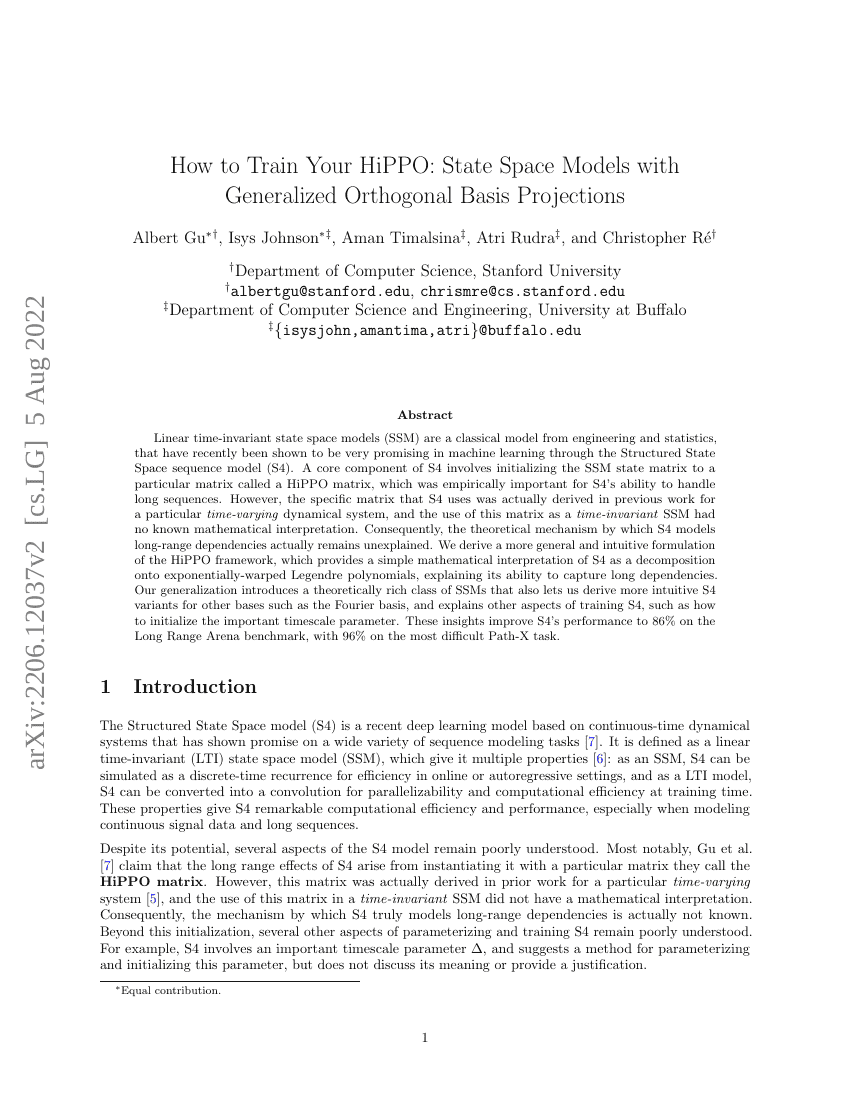 如何训练你的HiPPO:基于广义正交基投影的状态空间模型