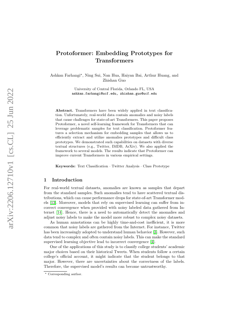 Protoformer:用于Transformer的原型嵌入
