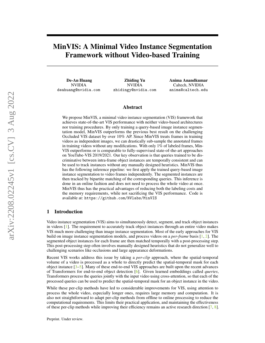 MinVIS:一种无需视频训练的最小化视频实例分割框架