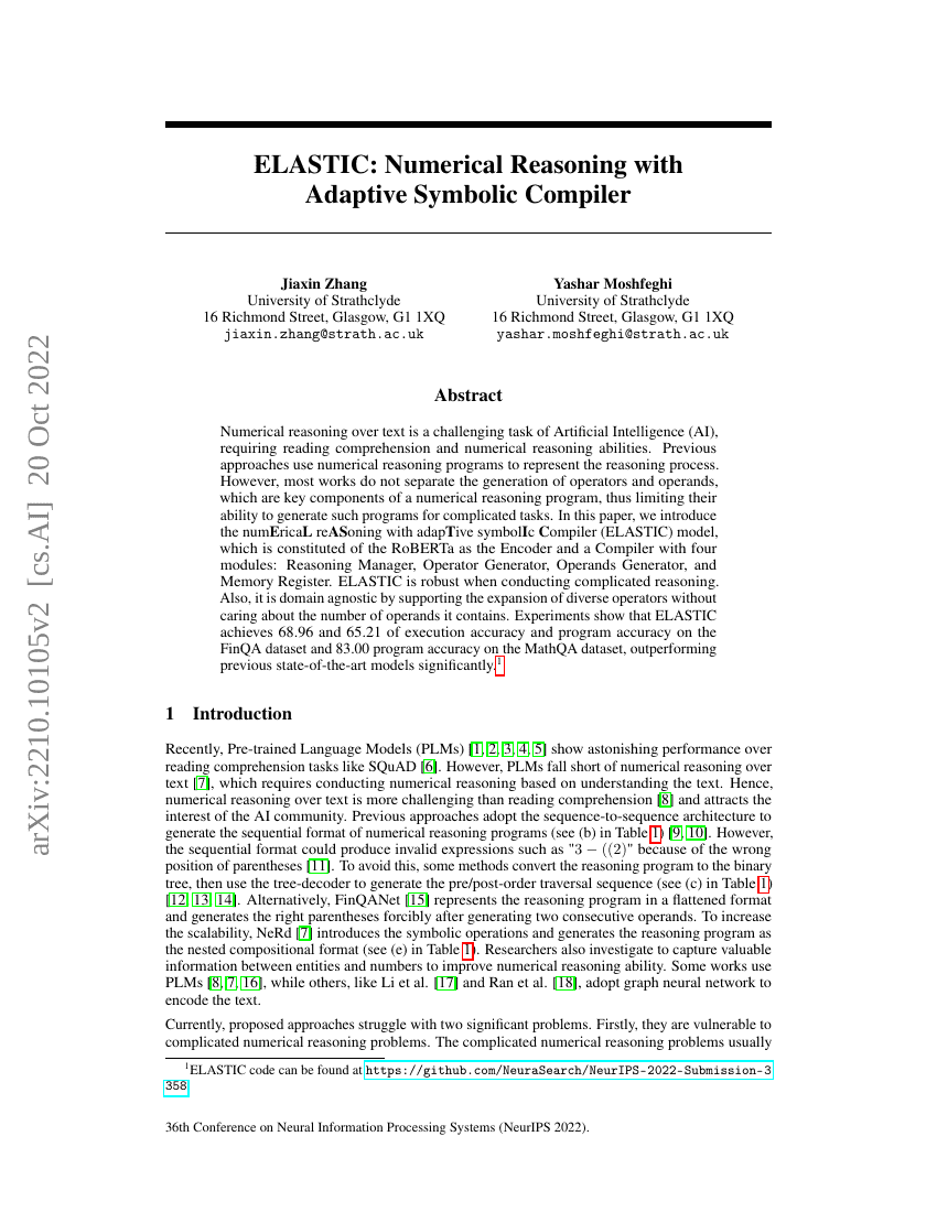 ELASTIC：基于自适应符号编译器的数值推理