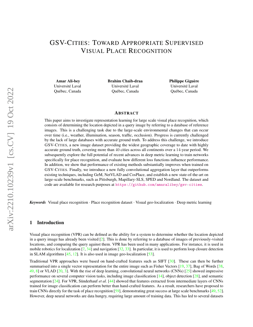 GSV-Cities:迈向合适的监督视觉场景识别