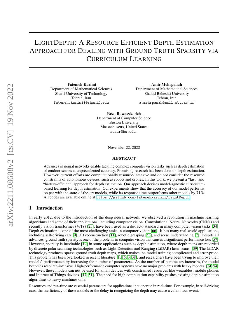 LightDepth:一种基于课程学习的资源高效深度估计方法,用于应对真实深度数据稀疏性问题
