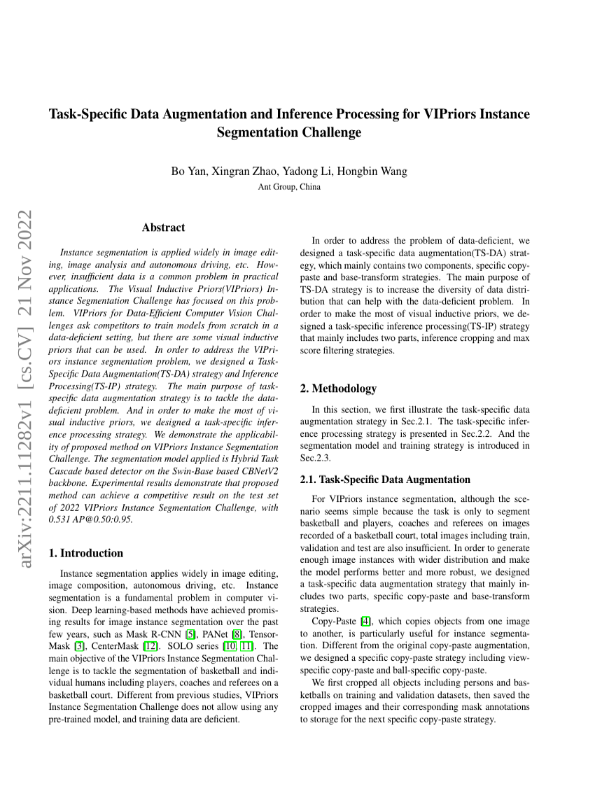 Task-Specific Data Augmentation and Inference Processing for VIPriors Instance Segmentation Challenge