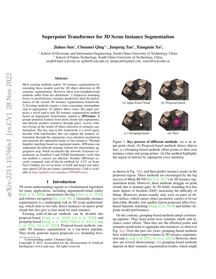 Superpoint Transformer用于3D场景实例分割
