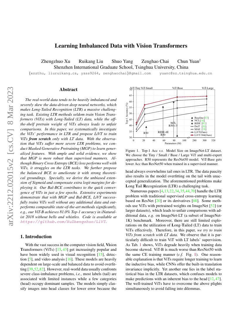 基于视觉Transformer的学习不平衡数据